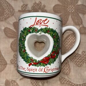 "Love The Spirit of Christmas " Divided Mug Hand Decorated Papel Japan Christmas